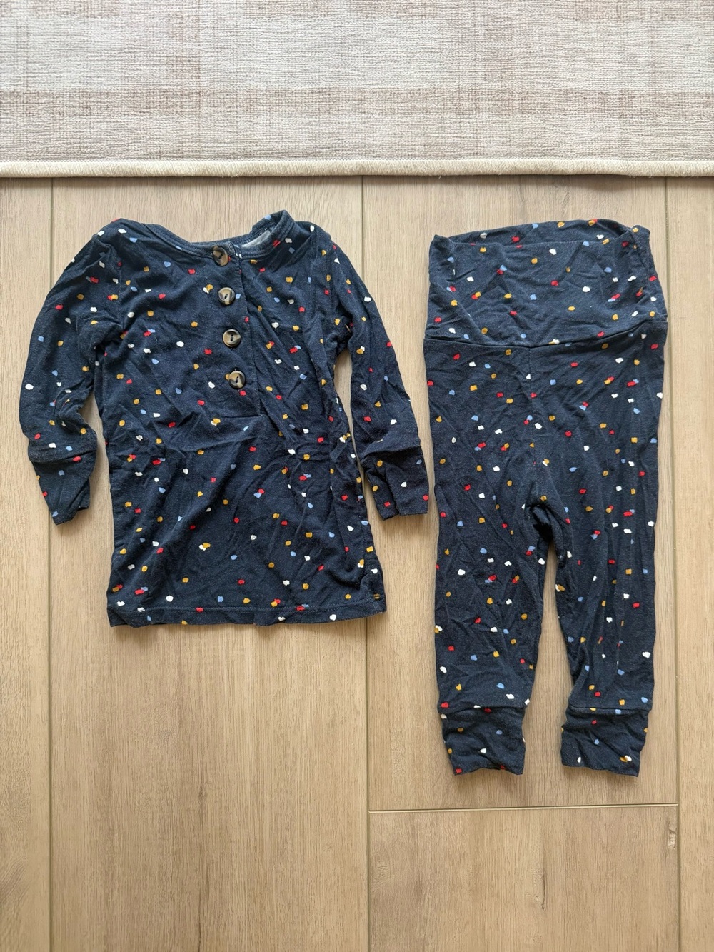 Lou Lou & Company Navy Blue Dot Matching Set with Multicolor Dots